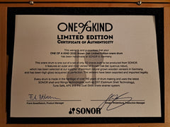 Sonor 14"×8" One Of A Kind Brown Oak Maple snare beg.