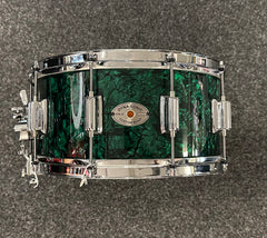 Rogers Dynasonic 14x6,5 Wood Shell Snare, Beavertail lug - Green Marine Pearl