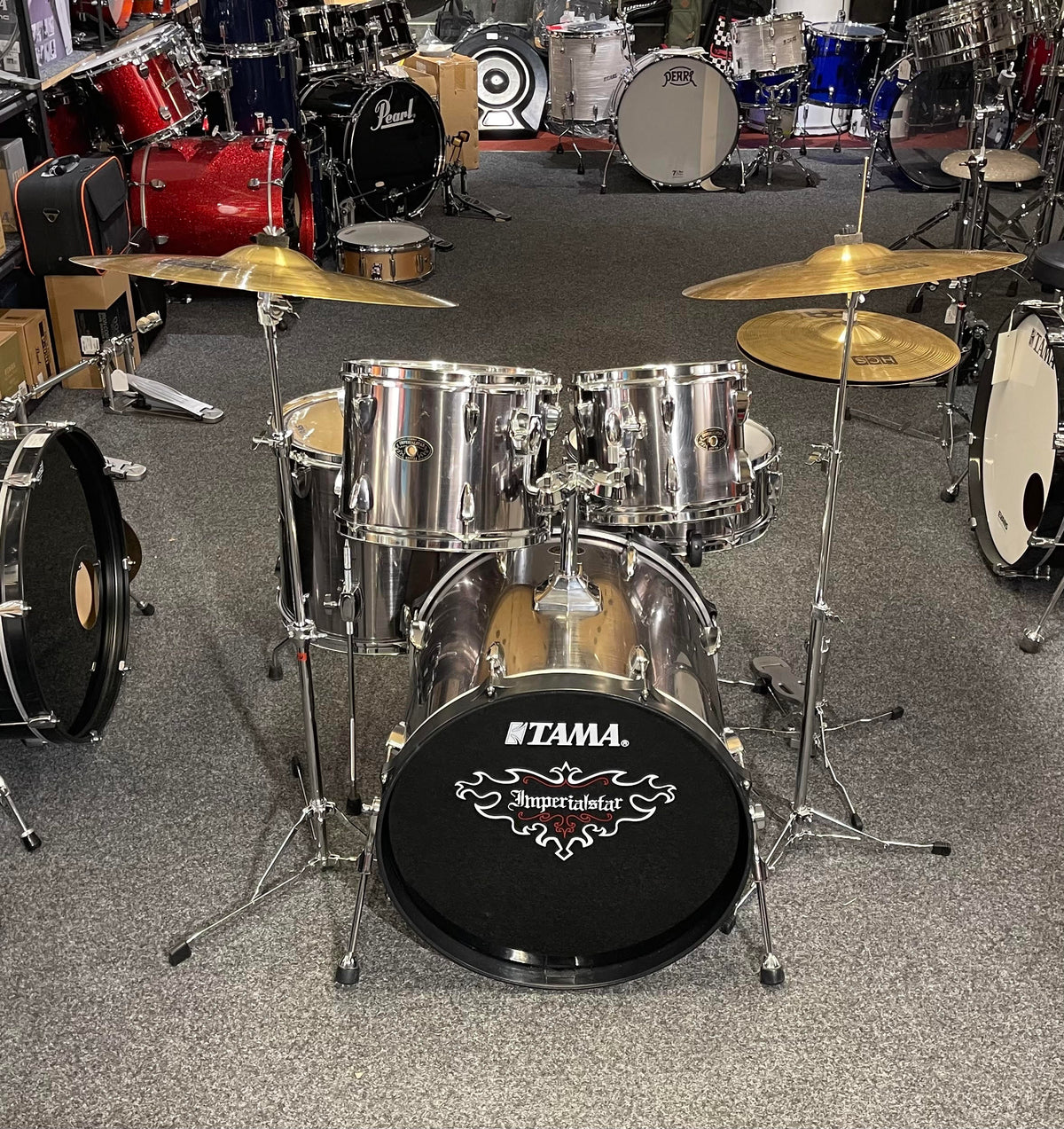 Tama Imperialstar komplett set 20" 10” 12” 14” Ink. Virvel.stativ och Cymbaler Beg.
