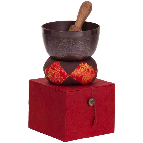 Singing Bowl, gift set, ornamented, Ø 12,5 cm