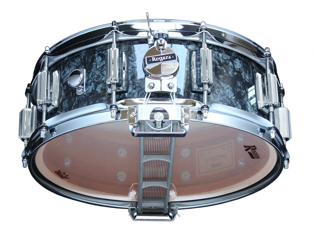 Rogers DynaSonic 14x5 Wood Shell Snare | Beavertail Lug - Black Diamond Pearl