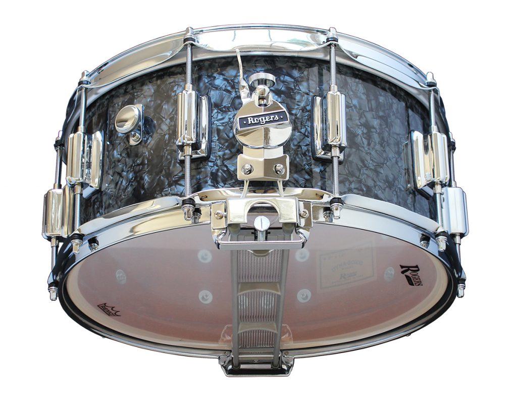 Rogers DynaSonic 14x6.5 Wood Shell Snare | Beavertail Lug - Black Diamond Pearl