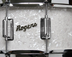 Rogers DynaSonic 14x6.5 Wood Shell Snare | Beavertail Lug - White Marine Pearl