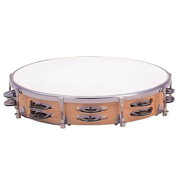 Dixon 10" Tambourine Wood Tunable Plastic Head - 16 Jingle Pairs