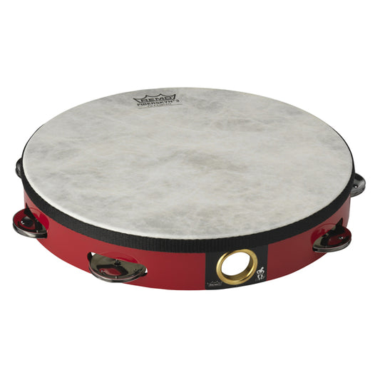 Tambourine 10" Fiberskyn 3 - Single Row Red