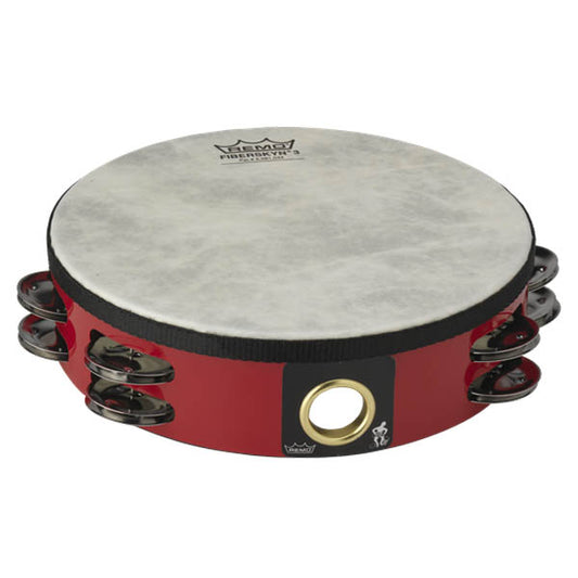Tambourine 8" Fiberskyn 3 - Double Row Red