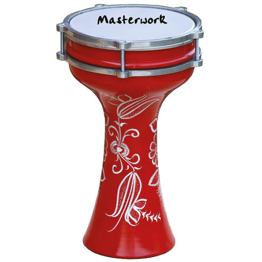 Turkish Aluminium Red Embroidery Darbuka 20 cm