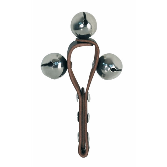 Planet Music Sleigh Bells 3 Bells on Stick Leather