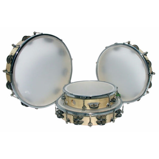 Planet Music Tambourine 8" Wood Tunable - single row