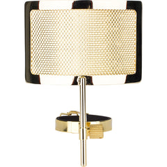 Gold metal mesh pop filter for MXL 67 and 69 series microphones.