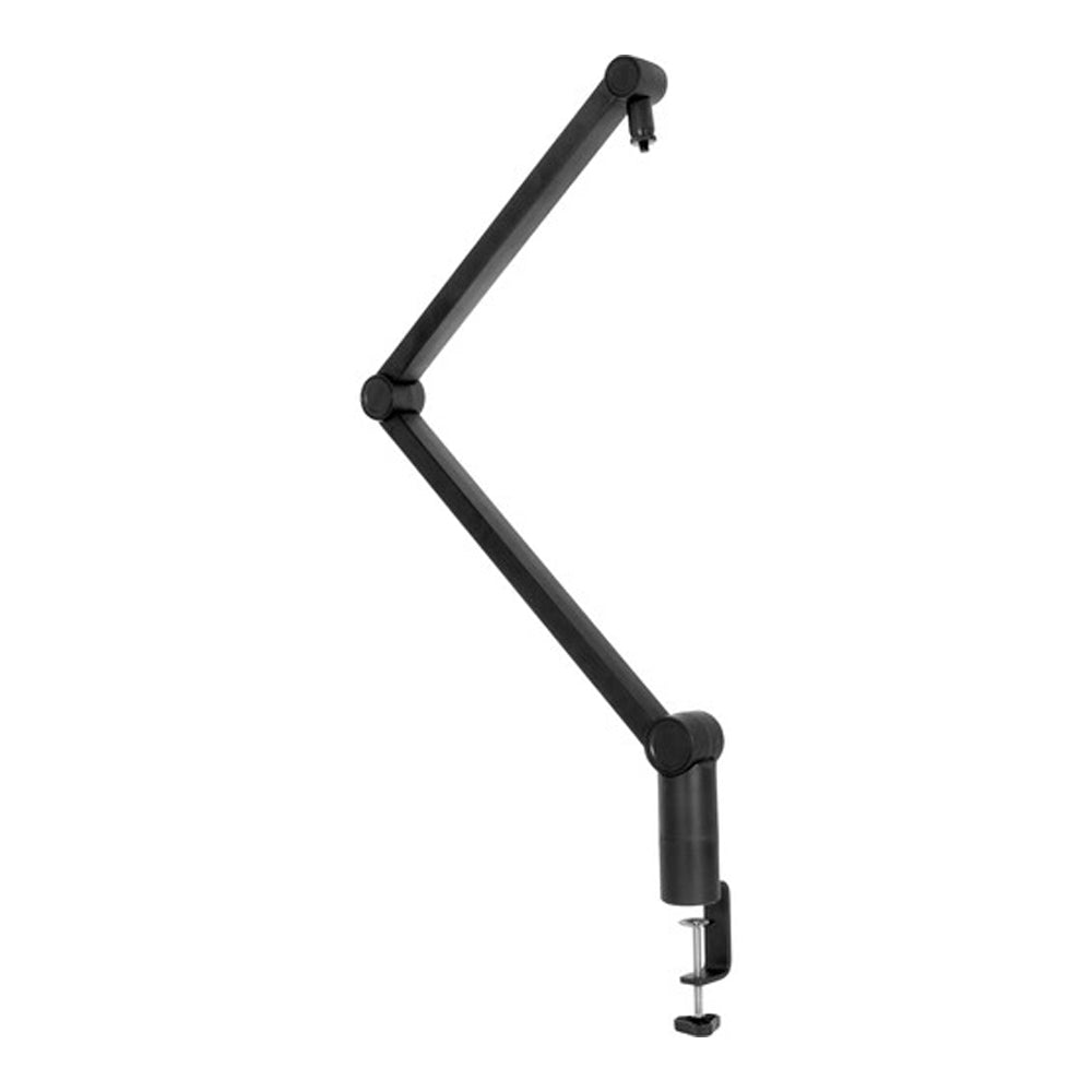 Premium broadcast boom arm with cable routing channel.